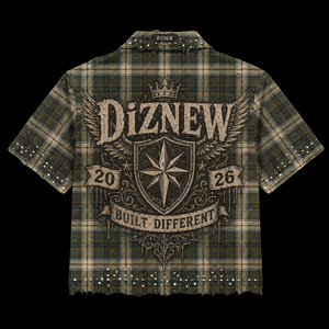 DiZNEW Set Personalizzato <span class=keywords><strong>Camicia</strong></span> a Quadri e Pantaloncini in Denim con Catena per <span class=keywords><strong>Uomo</strong></span>, Strass e Schizzi di Vernice, Stile Gotico Grunge Y2K, Set 2 Pezzi Effetto Vissuto BSCI - Product Image 3