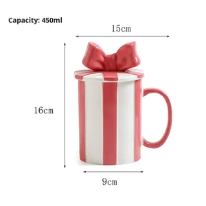 Taza de café creativa de desayuno de diseño moderno estilo Ins, taza de pajarita de cerámica con tapa - Product Image 6
