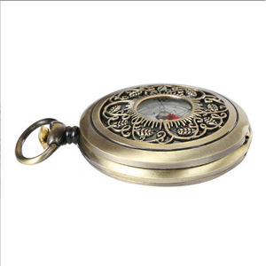 Vintage pocket <b>watch</b> <b>with</b> openwork flip cover, outdoor off-road gift <b>compass</b>, bronze metal case, <b>compass</b>. - Product Image 2