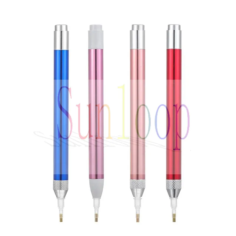 Nouvelle Mode 5d Résine Diamant Peinture Point Perceuse Stylo Bionique Fleurs À La Main Stylo Diy Diamant Peinture Outil Accessoires LED Stylo