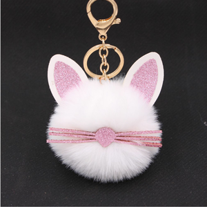 Nouvelle conception En Gros rouge jaune rose Faux Lapin Fourrure bonjour <span class=keywords><strong>kitty</strong></span> chat oreille Boule Porte-clés Porte-clés pour les filles femmes enfants enfants - Product Image 3