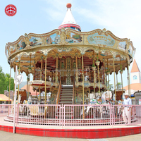 Équipement de divertissement extérieur parent-enfant : Manège de luxe à deux étages avec chevaux pour parcs d'attractions