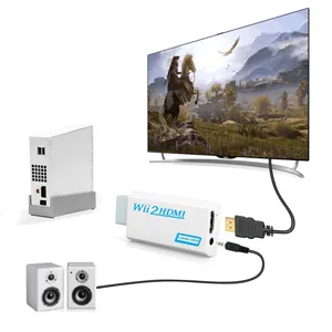 محول عالي الوضوح متوافق مع نينتندو WII مع واجهة إخراج الصوت 3.5 ملم 1080p HDTV ملحقات الألعاب