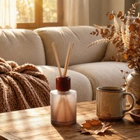 Bouteille diffuseur à roseaux en verre dépoli dégradé coucher de soleil 300 ml, récipient rond d'aromathérapie, parfum d'ambiance pour la maison