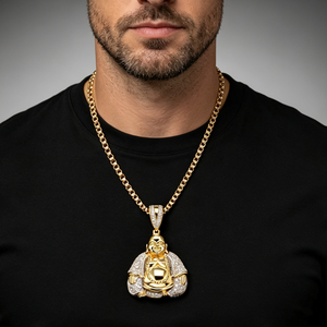 Pendentif Breloque <span class=keywords><strong>Bouddha</strong></span> Rieur en <span class=keywords><strong>Argent</strong></span> 925 Plaqué Or, Sertie de Zircons Cubiques CZ, Porte-Bonheur Délicat pour Femme - Product Image 1