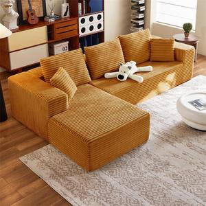 Divano Letto Moderno di Lusso per Soggiorno, Set di Mobili a Forma di L, <span class=keywords><strong>2</strong></span>-3 Posti, in Corduroy, Design Angolare Componibile Senza Struttura Rigida - Product Image 4