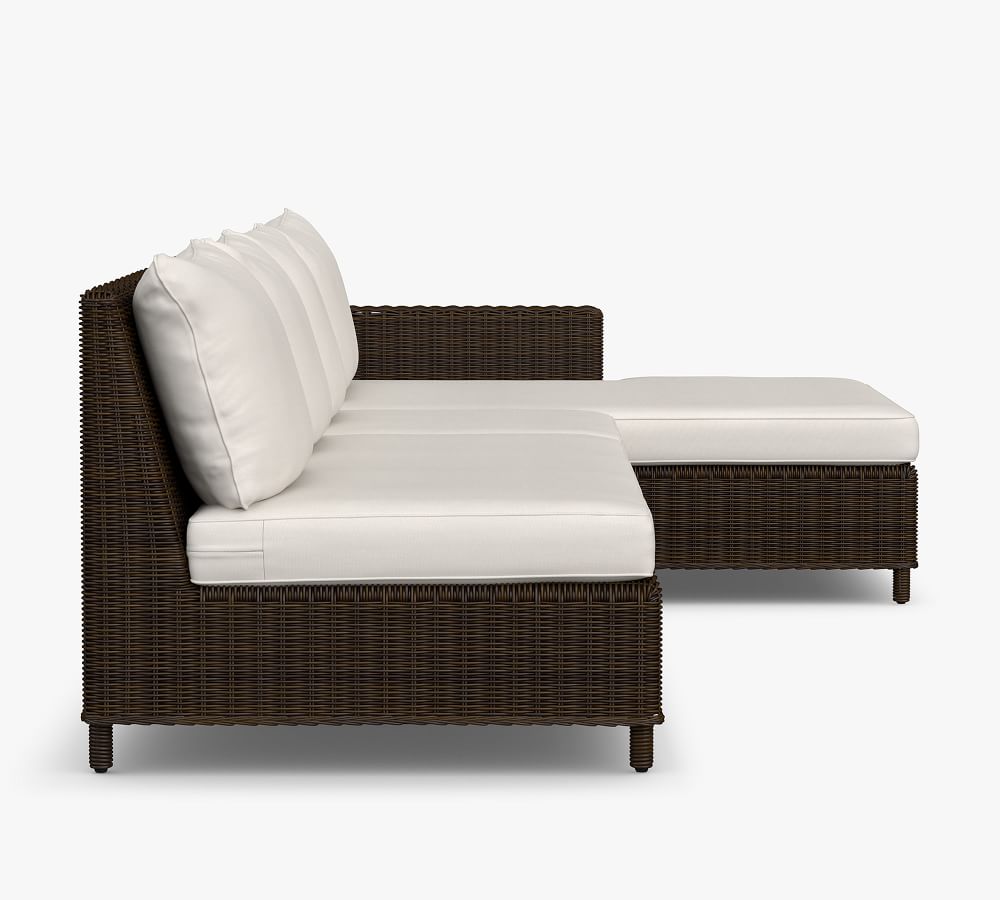 3-piece double chaise modular sofa patio furniture wicker sofa  set  armless rattan sofa set