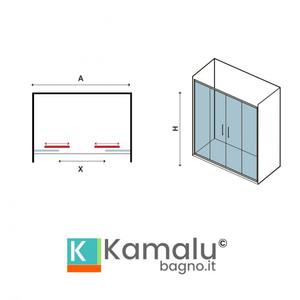 Nicchia 220cm doppia porta doccia scorrevole KF6000 Kamalu Design moderno Frameless con telaio in acciaio inox 10mm per alberghi - Product Image 4