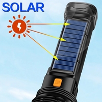 Linterna LED de Emergencia con Energía Solar, Larga Duración, Recargable, Banco de Energía con Luz COB, Antorcha para Camping al Aire Libre