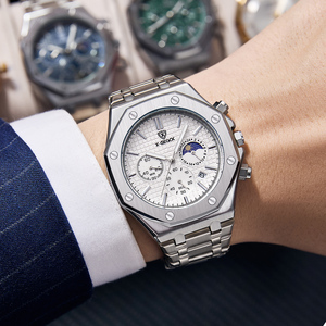 <span class=keywords><strong>Montre</strong></span> de <span class=keywords><strong>sport</strong></span> X-GEQCK pour homme, en acier inoxydable, quartz, luxe, multifonction, chronographe, étanche 3BAR, lumineuse - Product Image 3