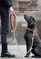 Collier et laisse pour chien en cuir de vachette véritable tressé à la main, réglables, modernes, élégants, de luxe, mains libres, en cuir souple, vente en gros