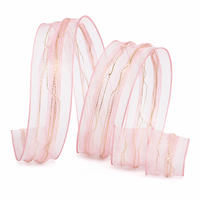 Ruban en organza de 2,5 cm et 3,8 cm - Accents irréguliers en fil métallique or et argent pour emballage cadeau et décoration de mariage - Vente en gros