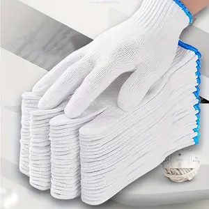 China Wholesale White Knitted 100 % Cotton 10 Gauge 50g Weight Construction Cotton Safety Gloves For Garden