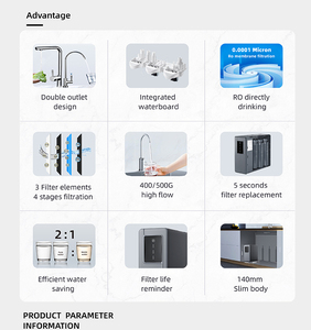 फैक्ट्री स्मार्ट प्यूरीफायर फिल्टर पानी चार चरणों 500 जीपीडी टैंलेस रो वाटर प्यूरीफायर - Product Image 4