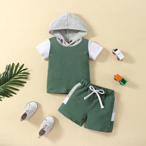 Bộ quần áo mùa hè trẻ em thiết kế riêng, áo khoác có mũ, quần short, dành cho bé trai - Product Image 2