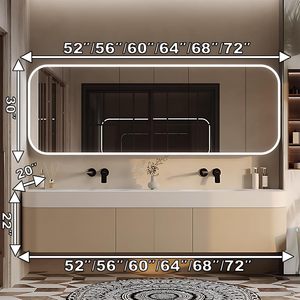 Meuble-lavabo mural de luxe moderne à double tiroir avec comptoir intégré et armoire miroir LED intelligente anti-buée - Product Image 2