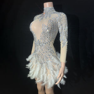 Novance Y3727 Ropa de mujer de manga larga <span class=keywords><strong>Tiendas</strong></span> en línea Plumas Vestido de cóctel <span class=keywords><strong>Vestidos</strong></span> de Fiesta Cortos elegantes - Product Image 3