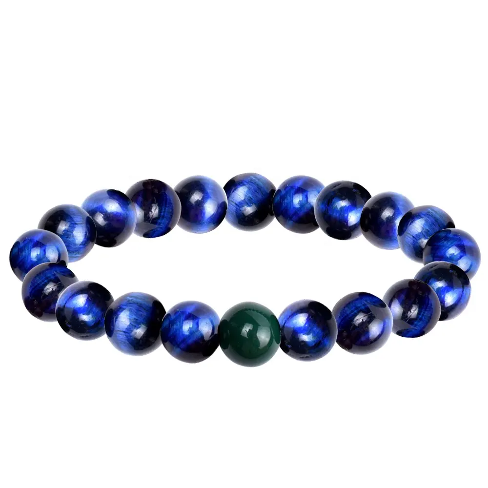 2019 Mode-sieraden 10mm Blauw Groen Tiger Eye Natuursteen Bead Armband voor Vrouwen