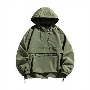 Chaqueta Anorak Casual de Primavera con Dos Bolsillos Grandes, Tejida, Resistente al Agua, con Cierre de Cremallera 1/4 Personalizado, Sudadera con Capucha, Cortavientos para Hombre - Product Image 3