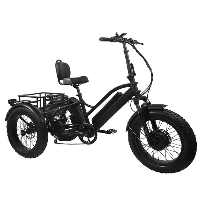 ZODIN Ebike 48V 500W 750W 1000W Hybrid Bicycle Alloy Frame Heavy-Duty Carrying Rear Cargo Fat Tire 3 Wheel Electric Cargo Tricycle