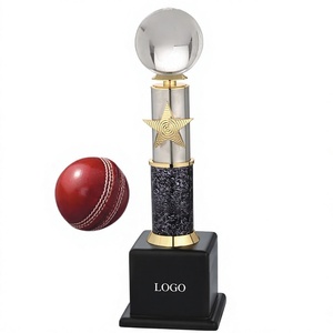Premio de reconocimiento profesional diseñado para celebrar el rendimiento y logros excepcionales, trofeo de cricket con estrella. - Product Image 1