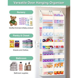 Organisateur suspendu pour porte, 5 niveaux, 10 grandes poches, 10 poches en filet, rangement pour bébé - Product Image 6