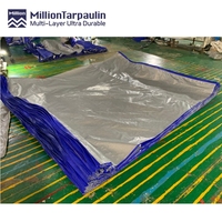 Bâche en PE imperméable et anti-UV, bleue et argentée, sur mesure pour camions, fermes et l'industrie du transport de marchandises