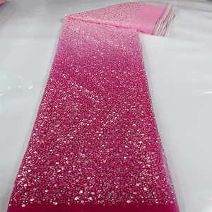 Regenbogenfarbener Luxus-Pailletten-Stickstoff Afrikanischer Nigerianischer Paillettenstoff <span class=keywords><strong>Meterware</strong></span> - Product Image 5
