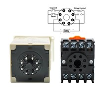 CHY DH48S-S Relais temporisé numérique 220V AC à cycle répétitif SPDT, programmable, avec socle de montage sur rail CE F512