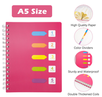 Offre Spéciale – Carnet A5 à Couverture PP, 5 Sujets, Intercalaires Colorés, Onglets d'Indexation, 240 Pages, Reliure Spirale – Idéal pour Étudiants, Papeterie, Cadeaux