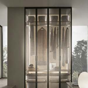 Armario Moderno Personalizado con Puertas de Vidrio Texturizado, Iluminación Integrada, Gran Capacidad, Muebles de Dormitorio Duraderos - Product Image 3