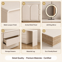 Meuble-lavabo moderne en contreplaqué avec rangement intégré, design extensible, hauteur réglable, table de maquillage pour usage commercial
