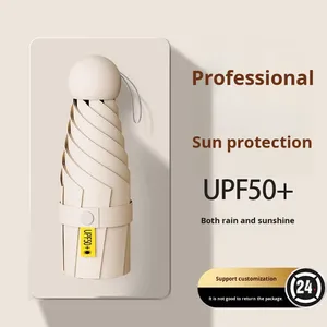 Parapluie classique promotionnel de poche, protection UV pour les jours ensoleillés et pluvieux, mini parapluie pliable en cinq sections, personnalisable - Product Image 4