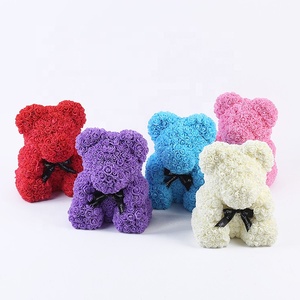 Valentine Day Rose Bear Gift Box Luxury 25cm Bear Custom Box Popular Proposal Flower Roses Teddy Bear