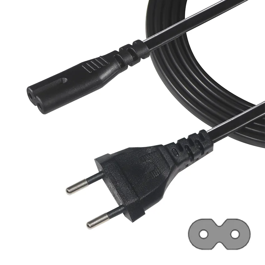 Kema Keur Cee Schuko Figure 8 Câble Socket 320 Remplacement Eu To Iec 60320 2-Pin Ac Cord C7 Plug Power