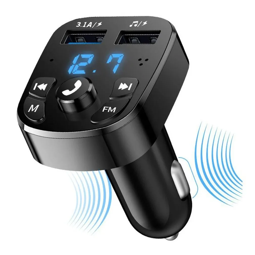 Transmisor FM manos libres BT 5,0 para coche, reproductor modulador MP3, receptor de Audio manos libres, 2 USB, Cargador rápido