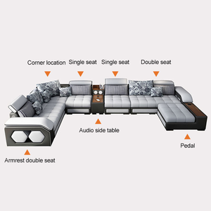 Juego de Sofás en Forma de L de Lujo de la Mejor Calidad, Sofá de Esquina Extensible Convertible Tapizado en Tela Moderna para Apartamento, Villa o Casa de Campo - Product Image 4