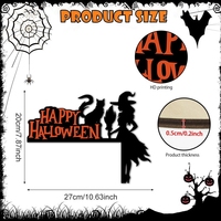 Nouveauté Décoration d'entrée d'intérieur pour fête d'Halloween, Ornement suspendu en bois motif chat noir, Panneau d'angle de porte d'Halloween en bois