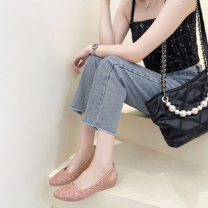 Phụ Nữ Của Mùa Hè Thời Trang Nêm Dép Non-Slip Hoa Màu Đỏ Thiết Kế Lưới Độ Dốc Tăng Độ Sáng Bên Ngoài Mặc Cho Váy Duy Nhất - Product Image 6