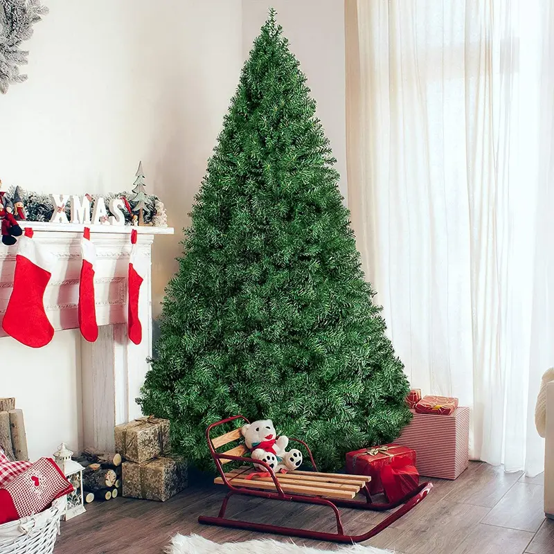 Árvore de Natal artificial em PVC para decoração de árvore de Natal de férias completas, atacado de alta qualidade 5 pés/6 pés/7 pés