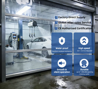 Porte intérieure automatique étanche à haute vitesse en PVC, porte à enroulement rapide avec rideau transparent pour lavage de voitures