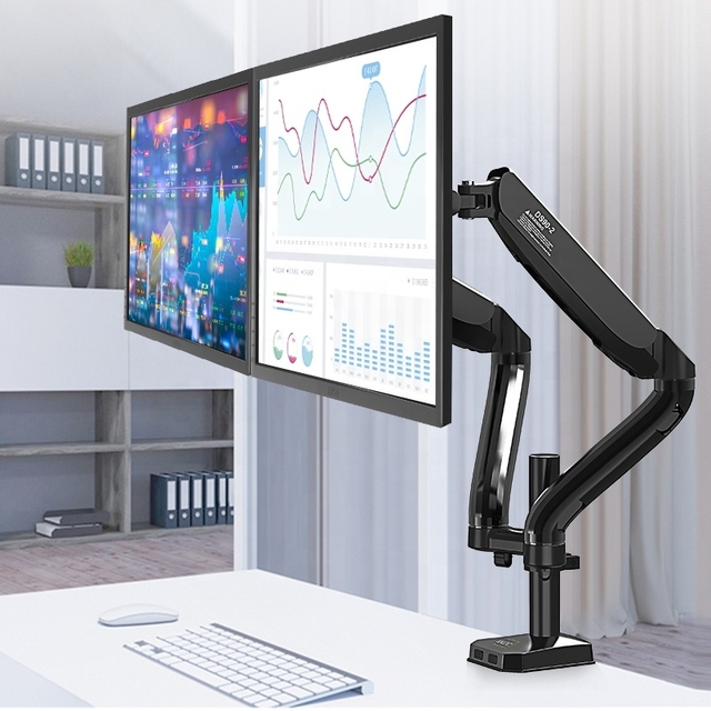Ds90-2 Dual RGB Monitor Stand Arm Bracket Riser Desk Mount Double Arm Suporte De Monitor Stand Computer Arm 2 Monitors Mounts