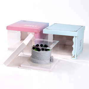 Factory Price Cake Box Large Cake Boxes Tall Cake Box Kraft Paper with Window in Bulk Wholesale Blue and Pink Food