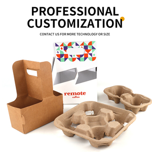 Personalized Double Wall Coffee <strong>Tea</strong> <strong>Cup</strong> <strong>Holder</strong> With Handle Portable Foldable Cardboard <strong>Cup</strong> Carrier Eco Friendly Snack Tray - Product Image 2