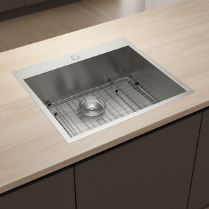 Lavello da Cucina a Vasca Singola in Acciaio Inossidabile 25x22x9 Pollici Rettangolare da Incasso Finitura Spazzolata Facile da Pulire - Product Image 2