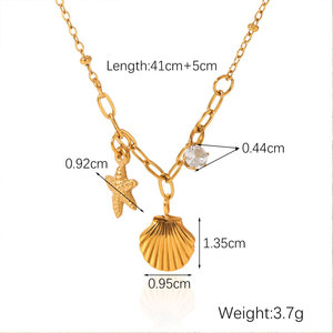 Collares de Moda Hawaiana de Verano, Joyería de Acero Inoxidable 316L, Collar de Conchas Marinas Chapado en Oro de 14k y 18k para Mujer - Product Image 5