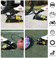 BAIMEI Pompe à pied double cylindre 160 psi, gonfleur de pneus, moniteur de pression des pneus, certifié CE, kit de pompe à main portable pour pneus