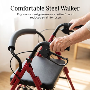 CA871 Deambulatore per Anziani, Ausilio per la Riabilitazione, Dispositivo Manuale Portatile a Forma di U con Freni, Rollator in Alluminio - Product Image 5