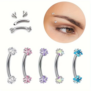 Ensemble de bijoux de <span class=keywords><strong>piercing</strong></span> corporel en gros, nouvelle collection mode estivale : clous pour sourcils, barres courbes, anneaux de <span class=keywords><strong>nombril</strong></span>, clous pour lèvres - Product Image 2