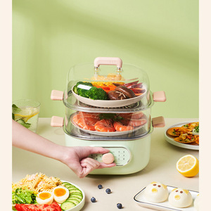 Midea <b>Electric</b> <b>Steamer</b> 8-10L Three Layer Stainless Steel Lid Mechanical Control Anti Dry Burning Blue Green - Product Image 2